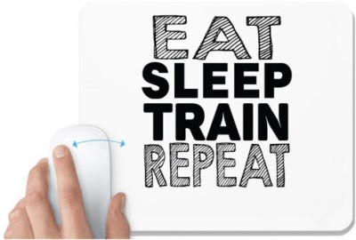 UDNAG White Mousepad 'Train, gym | eat sleep train repeat' for Computer / PC / Laptop [230 x 200 x 5mm] Mousepad(White)