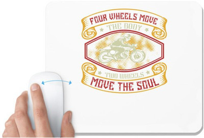 UDNAG White Mousepad 'Rider | Four wheels move the body,' for Computer / PC / Laptop [230 x 200 x 5mm] Non Slip Base Mousepad(White)