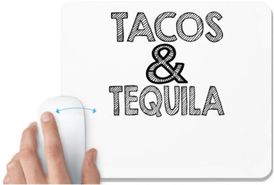 UDNAG White Mousepad 'Tequila | tacos & tequila' for Computer / PC / Laptop [230 x 200 x 5mm] Non Slip Base Mousepad(White)