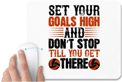 UDNAG White Mousepad 'Vollyball | your goals high, and don’t stop till you get there' for Computer / PC / Laptop [230 x 200 x 5mm] Mousepad(White)