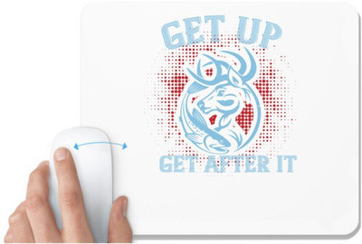 UDNAG White Mousepad '| get up get after it' for Computer / PC / Laptop [230 x 200 x 5mm] Non Slip Base Mousepad(White)