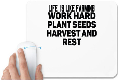 UDNAG White Mousepad 'Life, farming | life is like farming work hard' for Computer / PC / Laptop [230 x 200 x 5mm] Mousepad(White)