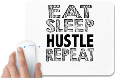 UDNAG White Mousepad 'Hustle | eat sleep hustle repeat' for Computer / PC / Laptop [230 x 200 x 5mm] Mousepad(White)