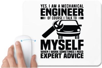 UDNAG White Mousepad 'Mechanical Engineer | Yes, I Am A Mechanical' for Computer / PC / Laptop [230 x 200 x 5mm] Mousepad(White)