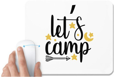 UDNAG White Mousepad 'Camp | Let's camp' for Computer / PC / Laptop [230 x 200 x 5mm] Non Slip Base Mousepad(White)