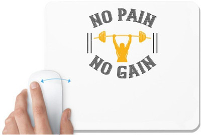 UDNAG White Mousepad 'Gym Work out | no pain no gain' for Computer / PC / Laptop [230 x 200 x 5mm] Mousepad(White)
