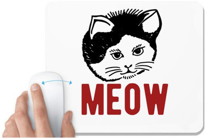 UDNAG White Mousepad 'Cat | meow' for Computer / PC / Laptop [230 x 200 x 5mm] Non Slip Base Mousepad(White)