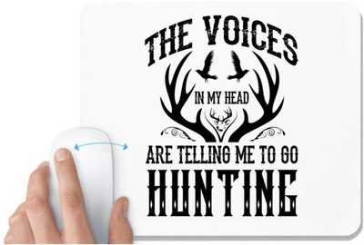 UDNAG White Mousepad 'Hunter | The voices' for Computer / PC / Laptop [230 x 200 x 5mm] Non Slip Base Mousepad(White)