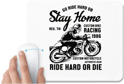 UDNAG White Mousepad 'Rider | Go ride hard' for Computer / PC / Laptop [230 x 200 x 5mm] Non Slip Base Mousepad(White)