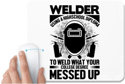 UDNAG White Mousepad 'Welder | Welder using' for Computer / PC / Laptop [230 x 200 x 5mm] Non Slip Base Mousepad(White)