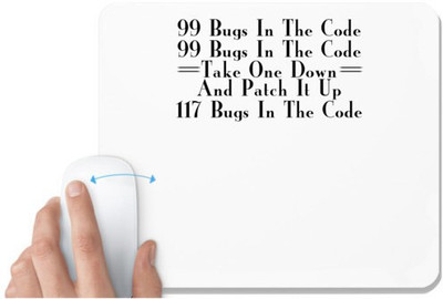 UDNAG White Mousepad 'Code | 99 bugs in the code' for Computer / PC / Laptop [230 x 200 x 5mm] Mousepad(White)