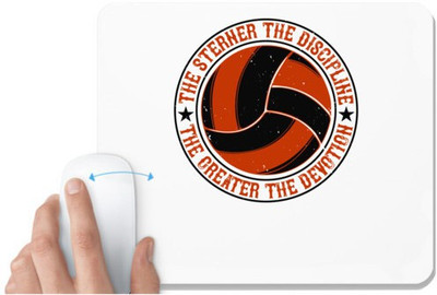 UDNAG White Mousepad 'Volleyball | e sterner the discipline, the greater the devotion' for Computer / PC / Laptop [230 x 200 x 5mm] Non Slip Base Mousepad(White)