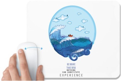 UDNAG White Mousepad 'Sea Tide | Be Brave Take Risk' for Computer / PC / Laptop [230 x 200 x 5mm] Mousepad(White)