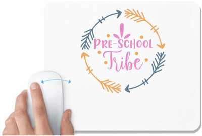 UDNAG White Mousepad 'School | Pre-School Tribe' for Computer / PC / Laptop [230 x 200 x 5mm] Non Slip Base Mousepad(White)