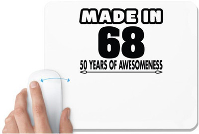 UDNAG White Mousepad 'Awesomeness | made in 69' for Computer / PC / Laptop [230 x 200 x 5mm] Non Slip Base Mousepad(White)