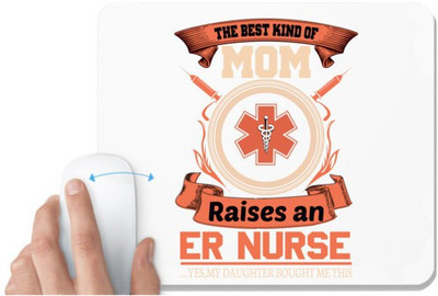 UDNAG White Mousepad 'Nurse | THE BEST KIND OF MOM' for Computer / PC / Laptop [230 x 200 x 5mm] Non Slip Base Mousepad(White)