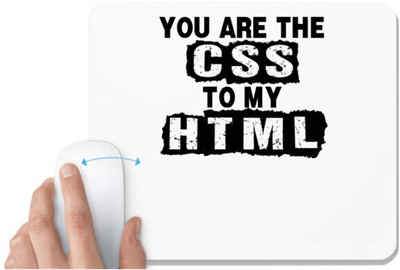 UDNAG White Mousepad 'HTML | you are the css' for Computer / PC / Laptop [230 x 200 x 5mm] Non Slip Base Mousepad(White)