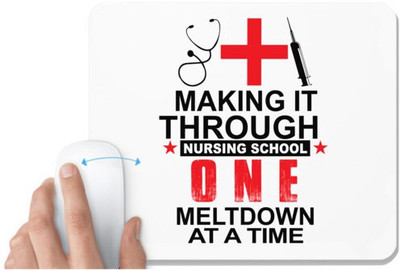UDNAG White Mousepad 'Nurse | Making it Though Nursing' for Computer / PC / Laptop [230 x 200 x 5mm] Non Slip Base Mousepad(White)