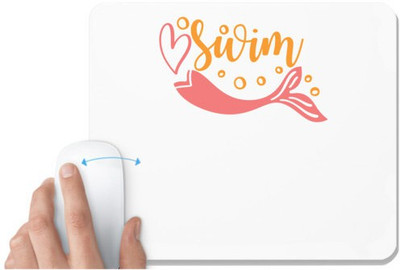 UDNAG White Mousepad 'Swim | swim' for Computer / PC / Laptop [230 x 200 x 5mm] Non Slip Base Mousepad(White)