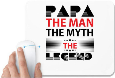 UDNAG White Mousepad 'Father | PAPA THE MAN' for Computer / PC / Laptop [230 x 200 x 5mm] Non Slip Base Mousepad(White)