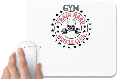 UDNAG White Mousepad 'Gym Work out | gym train hard mucle club' for Computer / PC / Laptop [230 x 200 x 5mm] Non Slip Base Mousepad(White)