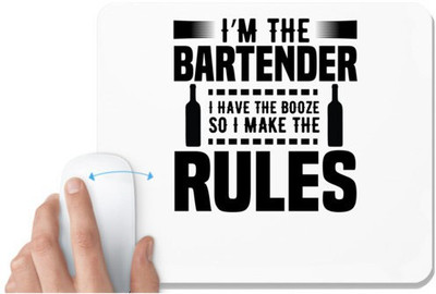 UDNAG White Mousepad 'Bartender | I am the Bartender' for Computer / PC / Laptop [230 x 200 x 5mm] Mousepad(White)