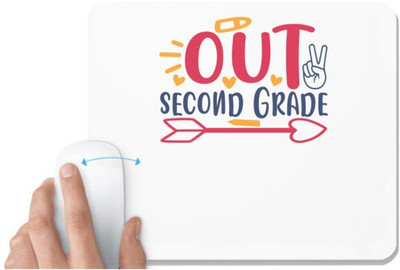 UDNAG White Mousepad 'School | peace out second grade' for Computer / PC / Laptop [230 x 200 x 5mm] Non Slip Base Mousepad(White)