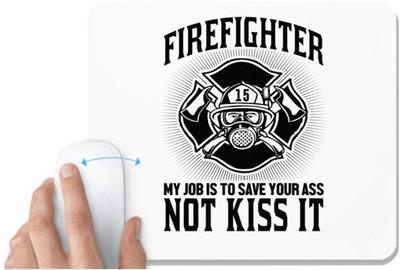 UDNAG White Mousepad 'Fire fighter | Fire Fighter my job' for Computer / PC / Laptop [230 x 200 x 5mm] Non Slip Base Mousepad(White)