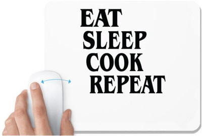 UDNAG White Mousepad 'Cook | eat sleep cook repeat' for Computer / PC / Laptop [230 x 200 x 5mm] Non Slip Base Mousepad(White)