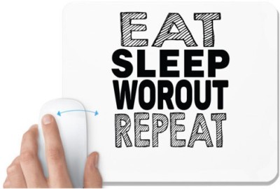 UDNAG White Mousepad 'Workout, Gym | eat sleep workout repeat' for Computer / PC / Laptop [230 x 200 x 5mm] Mousepad(White)