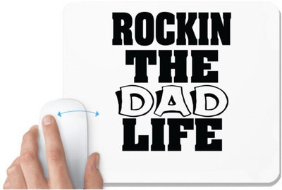 UDNAG White Mousepad 'Papa | rockin the dad life' for Computer / PC / Laptop [230 x 200 x 5mm] Non Slip Base Mousepad(White)