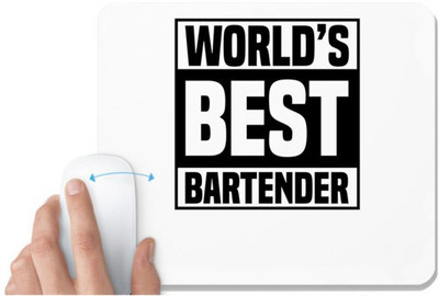 UDNAG White Mousepad 'Bartender | World's best' for Computer / PC / Laptop [230 x 200 x 5mm] Mousepad(White)