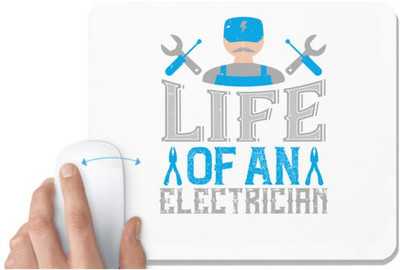 UDNAG White Mousepad 'Electrician | Life of an electrician' for Computer / PC / Laptop [230 x 200 x 5mm] Non Slip Base Mousepad(White)
