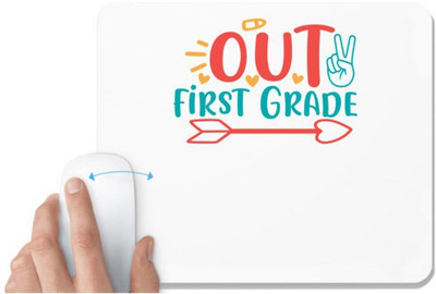 UDNAG White Mousepad 'School | peace out first grade' for Computer / PC / Laptop [230 x 200 x 5mm] Non Slip Base Mousepad(White)