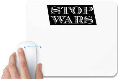 UDNAG White Mousepad '| stop wars' for Computer / PC / Laptop [230 x 200 x 5mm] Non Slip Base Mousepad(White)