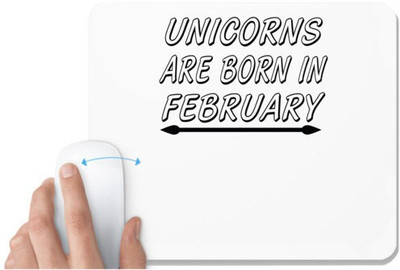 UDNAG White Mousepad 'Birthday February | unicorns are born in february' for Computer / PC / Laptop [230 x 200 x 5mm] Non Slip Base Mousepad(White)