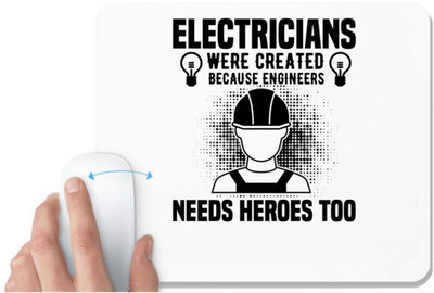 UDNAG White Mousepad 'Electrician | Electrician were' for Computer / PC / Laptop [230 x 200 x 5mm] Non Slip Base Mousepad(White)