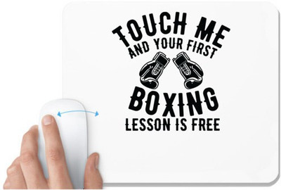 UDNAG White Mousepad 'Boxing | Touch Me' for Computer / PC / Laptop [230 x 200 x 5mm] Non Slip Base Mousepad(White)