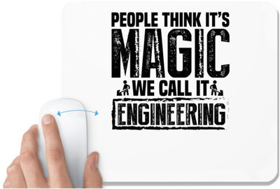 UDNAG White Mousepad 'Engineer | People think 2' for Computer / PC / Laptop [230 x 200 x 5mm] Non Slip Base Mousepad(White)
