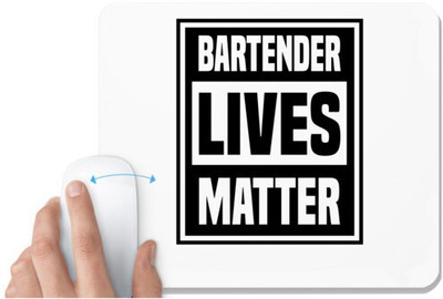 UDNAG White Mousepad 'Bartender | BARTENDER' for Computer / PC / Laptop [230 x 200 x 5mm] Non Slip Base Mousepad(White)