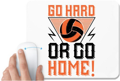 UDNAG White Mousepad 'Basketball | Go hard or go home!' for Computer / PC / Laptop [230 x 200 x 5mm] Non Slip Base Mousepad(White)