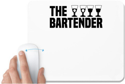 UDNAG White Mousepad 'Bartender | The bartender' for Computer / PC / Laptop [230 x 200 x 5mm] Non Slip Base Mousepad(White)