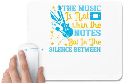 UDNAG White Mousepad 'Music | The music is not in the notes, but in the silence between' for Computer / PC / Laptop [230 x 200 x 5mm] Non Slip Base Mousepad(White)