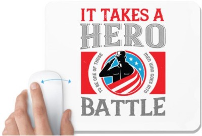 UDNAG White Mousepad 'Fireman Firefighter | It takes a hero to be one of those men who goes into battle' for Computer / PC / Laptop [230 x 200 x 5mm] Mousepad(White)