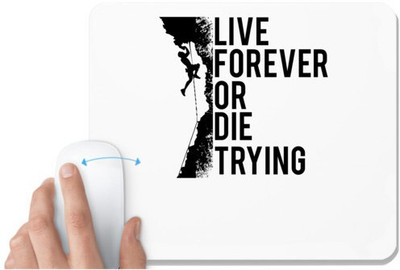 UDNAG White Mousepad 'Adventure | Live forever' for Computer / PC / Laptop [230 x 200 x 5mm] Non Slip Base Mousepad(White)