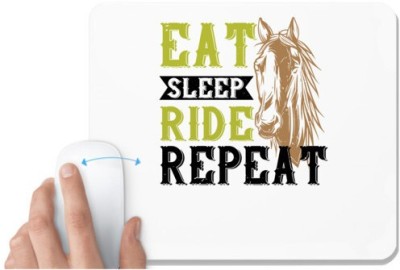 UDNAG White Mousepad 'Horse Rider | eat. sleep. ride. repeat' for Computer / PC / Laptop [230 x 200 x 5mm] Mousepad(White)