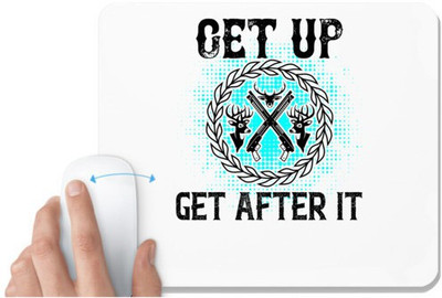 UDNAG White Mousepad 'Hunting | Get up get after it' for Computer / PC / Laptop [230 x 200 x 5mm] Non Slip Base Mousepad(White)