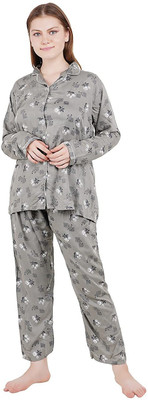 SDGP Women Printed Grey, Blue Night Suit Set