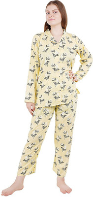 SDGP Women Printed Yellow Top & Pyjama Set