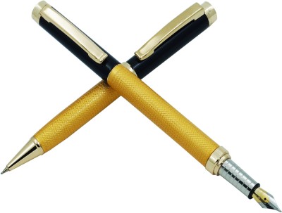 auteur Meta 18 KGP Gold Finish, Stunning Luxury Gift Collection,Metal Body 2 pcs Set With A Medium Nib Fountain Ink Pen & Attractive Roller Ball Pen Gift Set(Pack of 2, Blue)